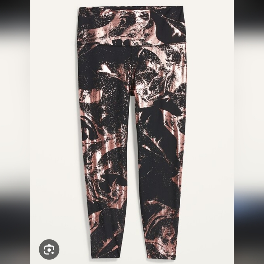 Old Navy Active Go Dry Rose Gold Splatter Leggings, Medium